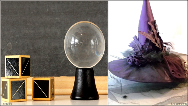 3 dice and clear sphere: ThirdShift Witch's Hat: Shabby Peonie