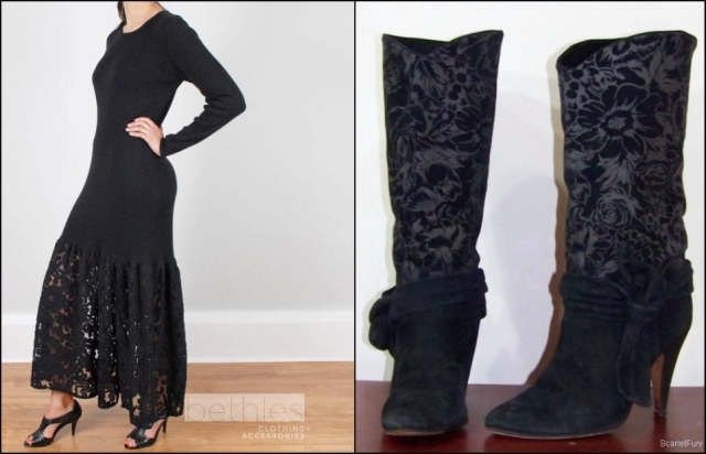 Black knit dress: BethelsVintage Floral High Heeled Boots: ScarletFury 