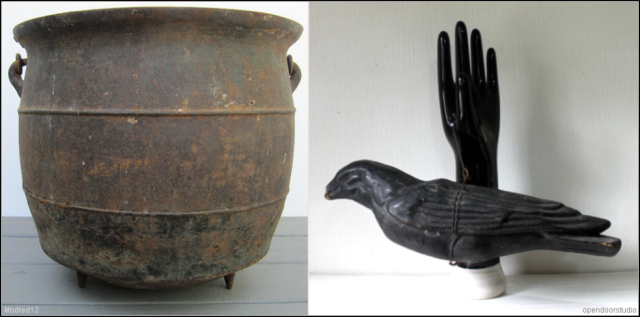 Cauldron or cowoy pot: Modred12 Paper Maché Raven: opendoorstudio
